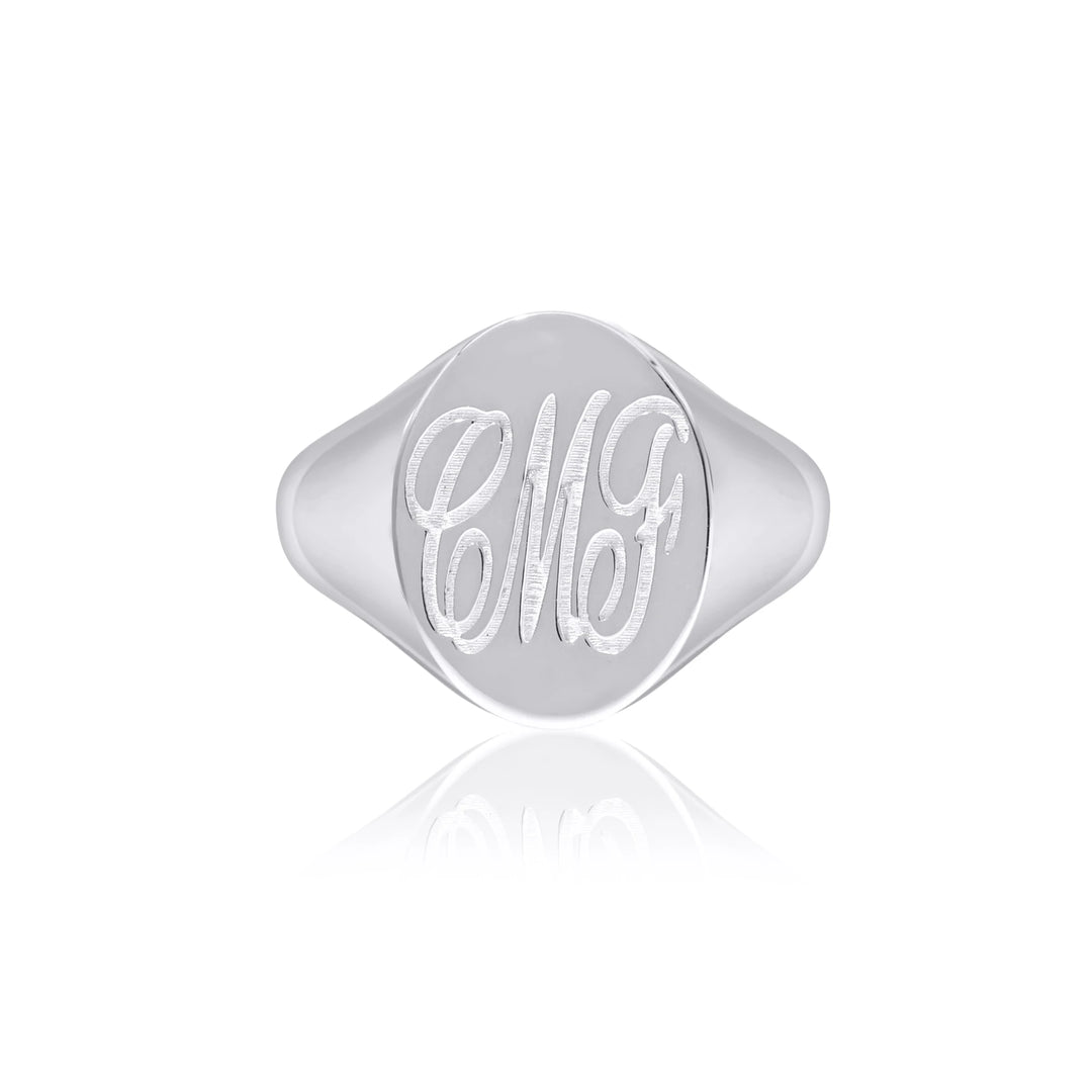 Hand Engraved Oval/Round Signet Ring