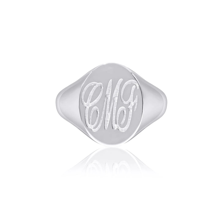 Hand Engraved Oval/Round Signet Ring