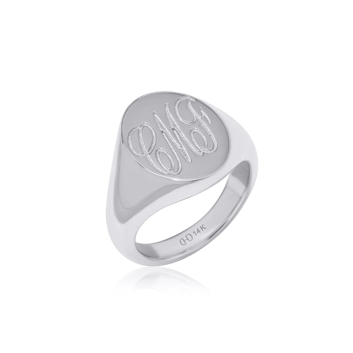 Hand Engraved Oval/Round Signet Ring