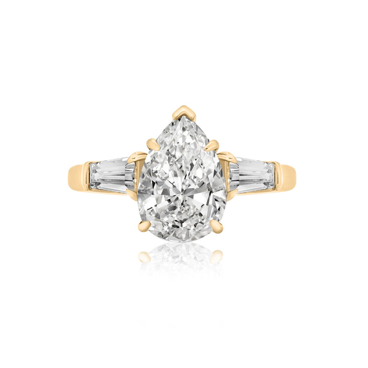 Pear Shaped Diamond with Tapered Baguettes Engagement Ring