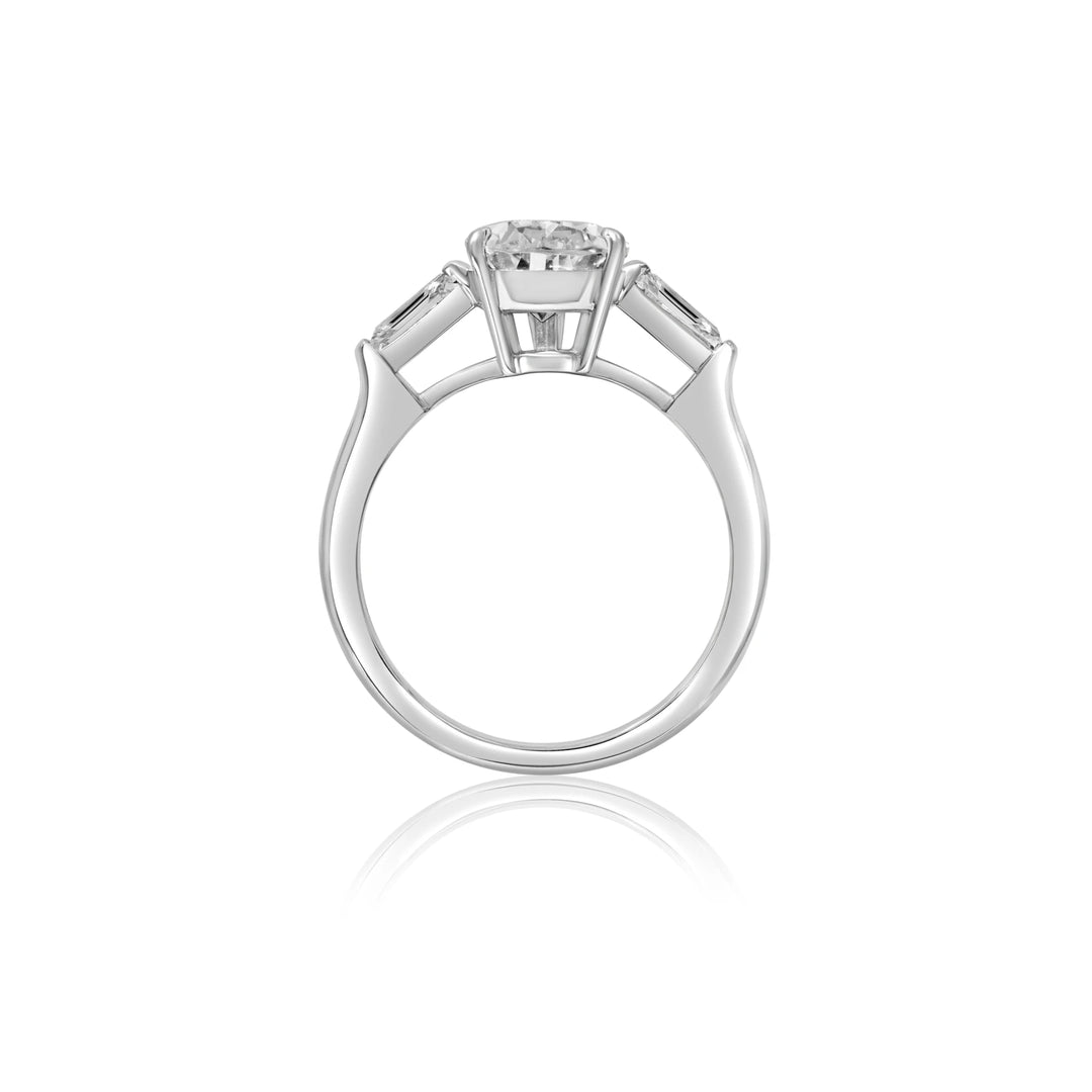 Pear Shaped Diamond with Tapered Baguettes Engagement Ring
