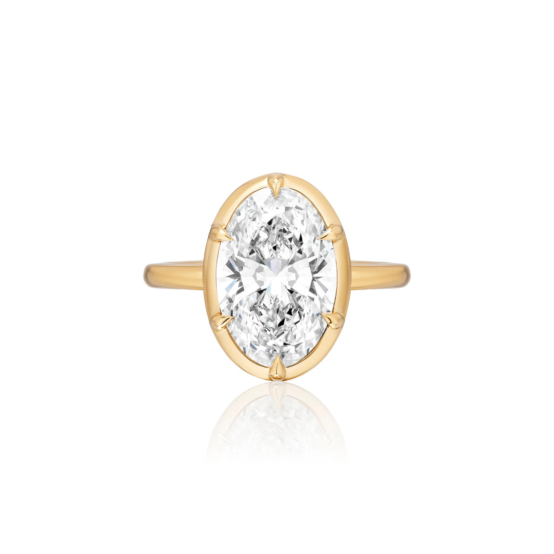 Six Prong Semi Bezel Engagement Ring