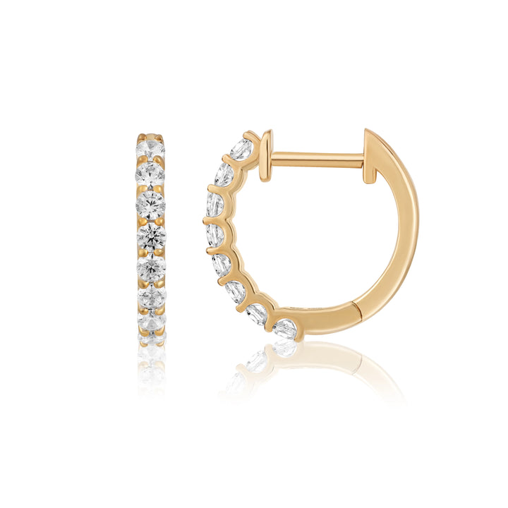 Small Gold Diamond Huggie Earrings
