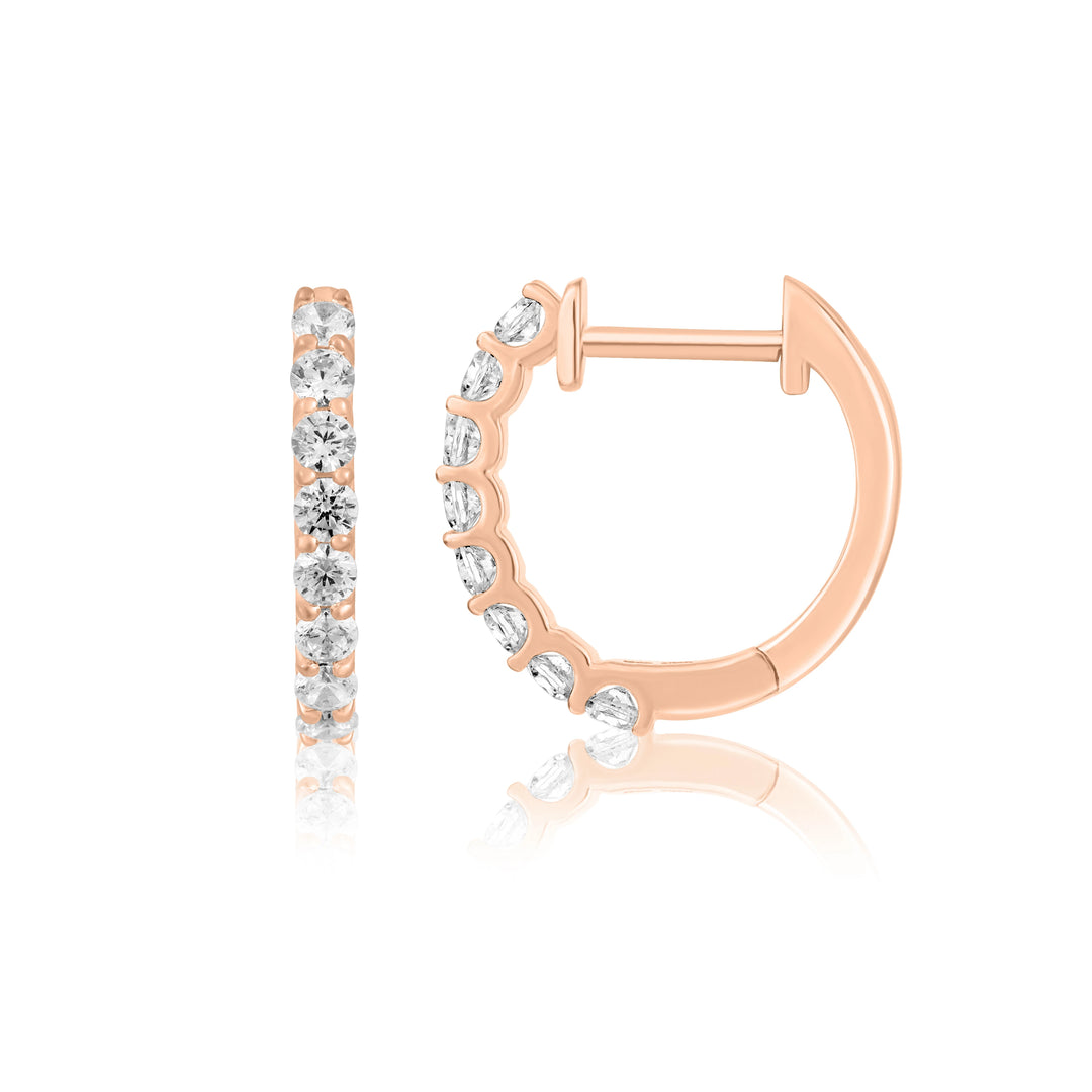 Small Gold Diamond Huggie Earrings