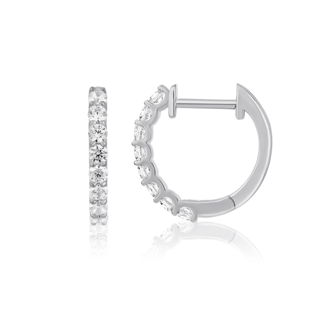 Small Gold Diamond Huggie Earrings