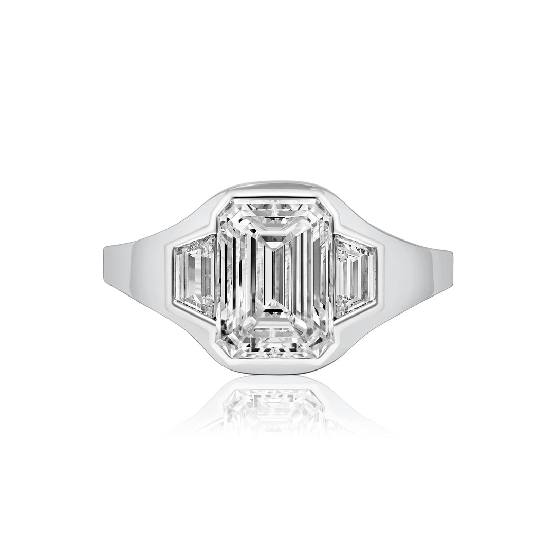 Two Tone Emerald-Cut Trilogy Gypsy Ring