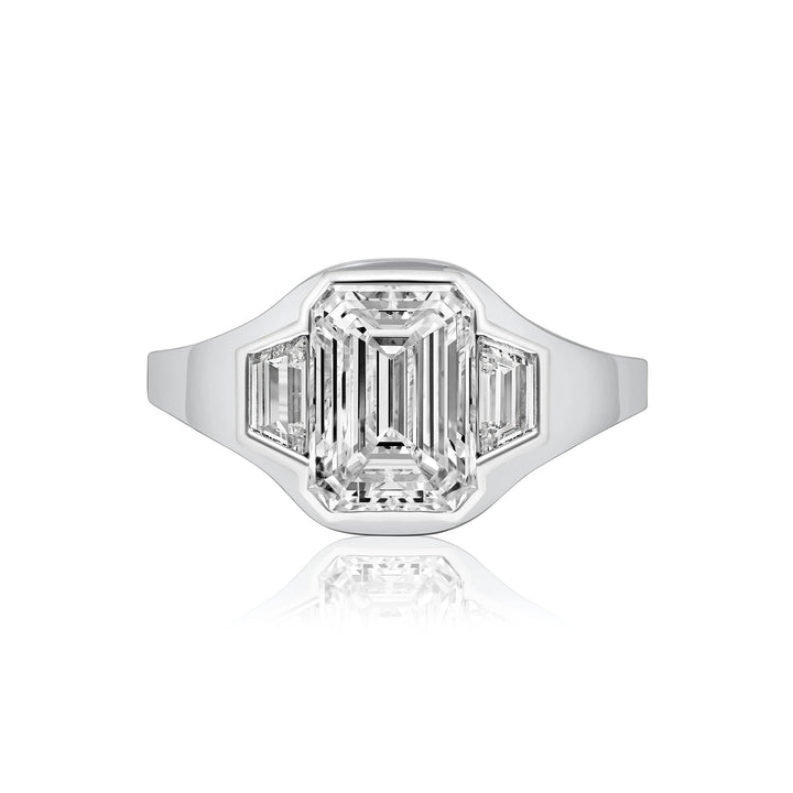 Two Tone Emerald-Cut Trilogy Gypsy Ring