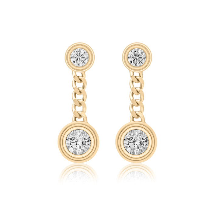 Triple Bezel Chain Drop Earrings