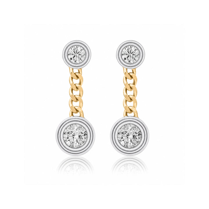 Triple Bezel Chain Drop Earrings
