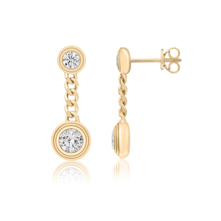 Triple Bezel Chain Drop Earrings