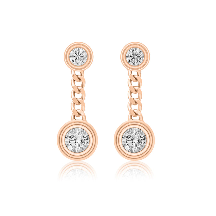 Triple Bezel Chain Drop Earrings