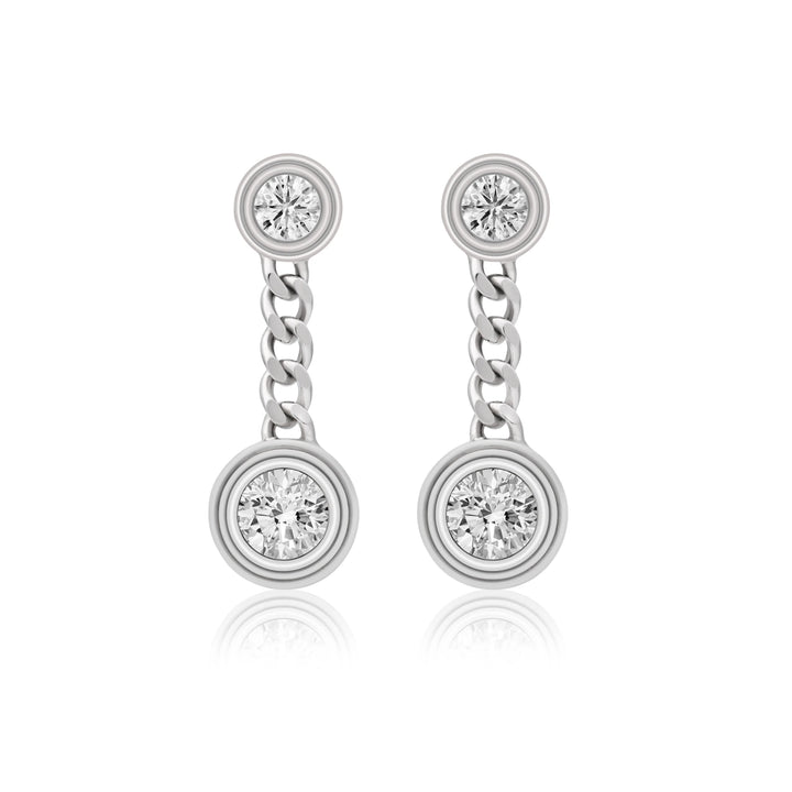 Triple Bezel Chain Drop Earrings