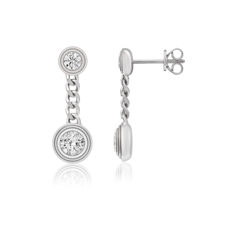Triple Bezel Chain Drop Earrings