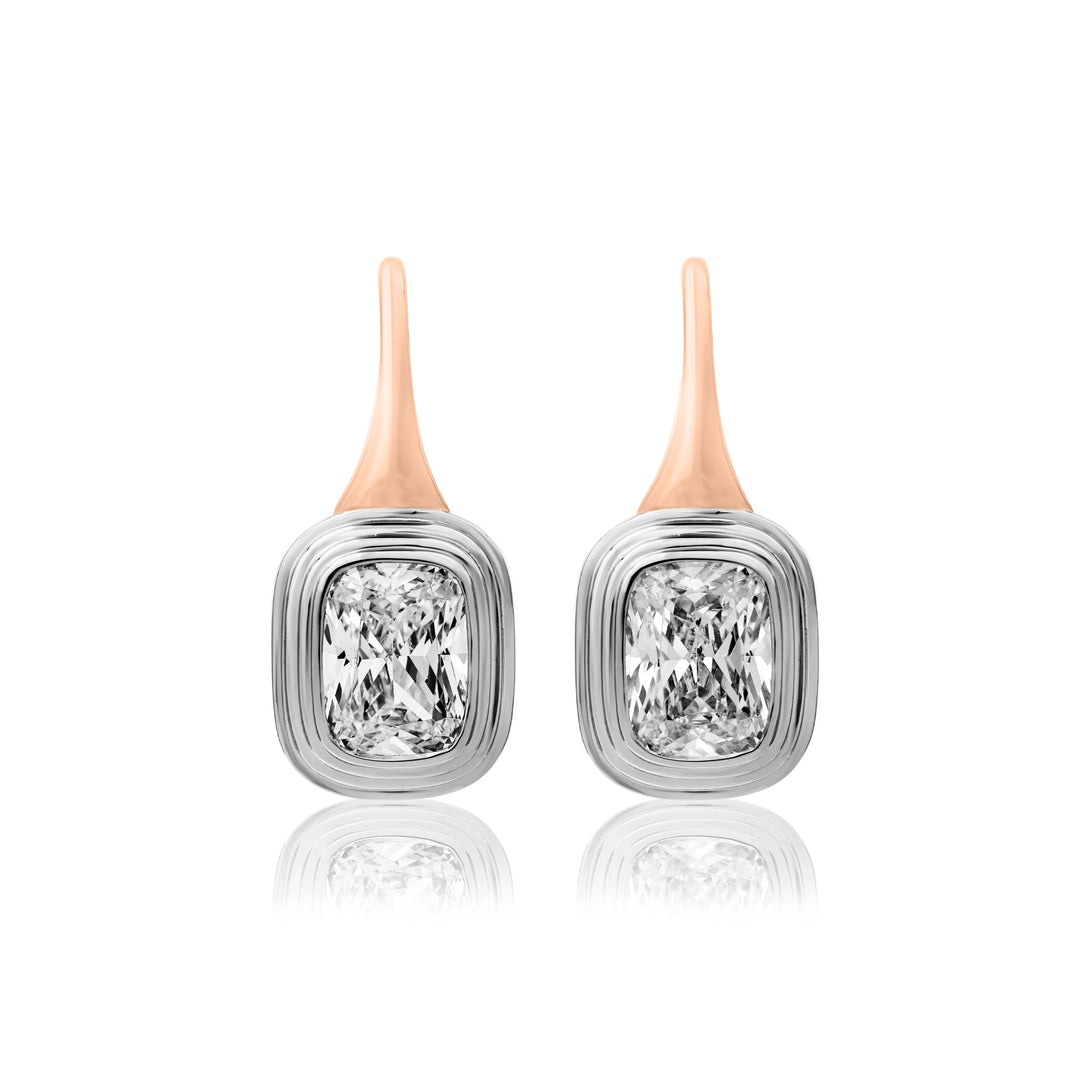 Triple Bezel Drop Earrings