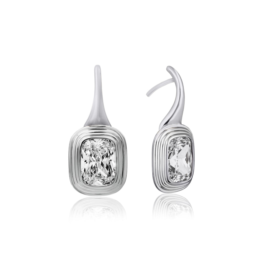 Triple Bezel Drop Earrings