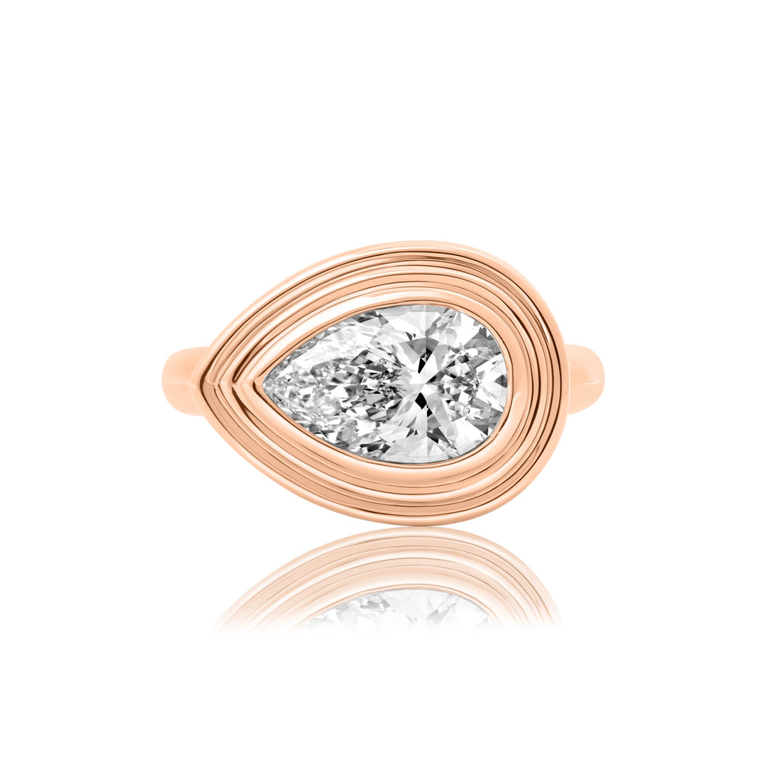 Triple Bezel Pear Diamond Pinky Ring